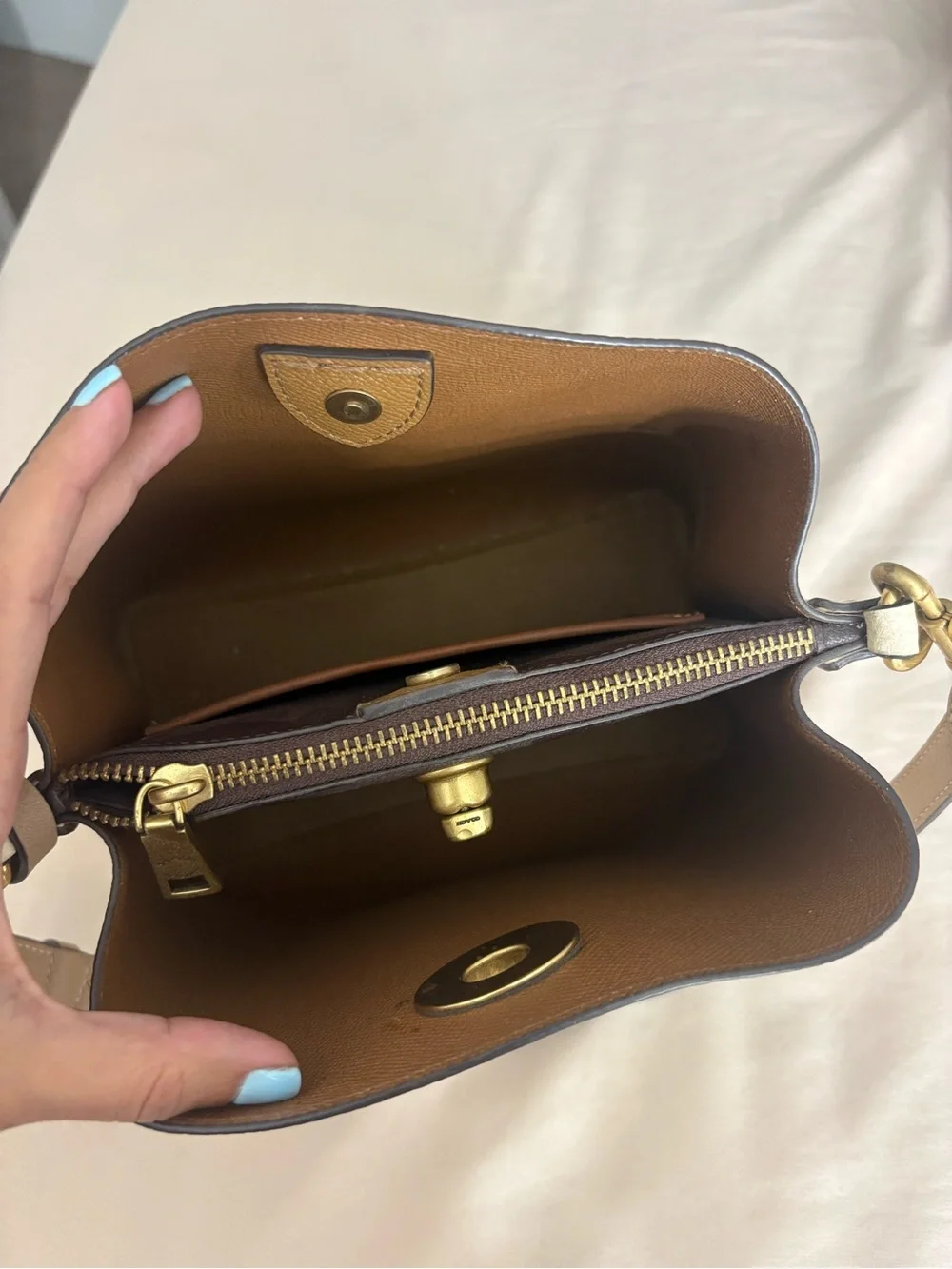 Coach Chalk Pebble Leather Crossbody with Gold Hardware